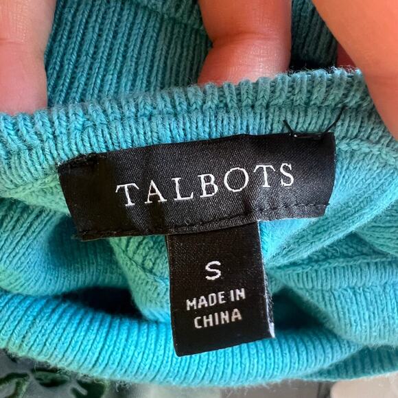 Talbots Women's Ribbed Pullover Sweater Long Sleeve Teal Blue Size Small - Picture 3 of 5